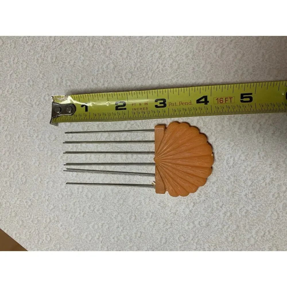 Vintage Peach Clam Sea Shell Celluloid Hair Fork Comb Pick Accessory Missing Bal